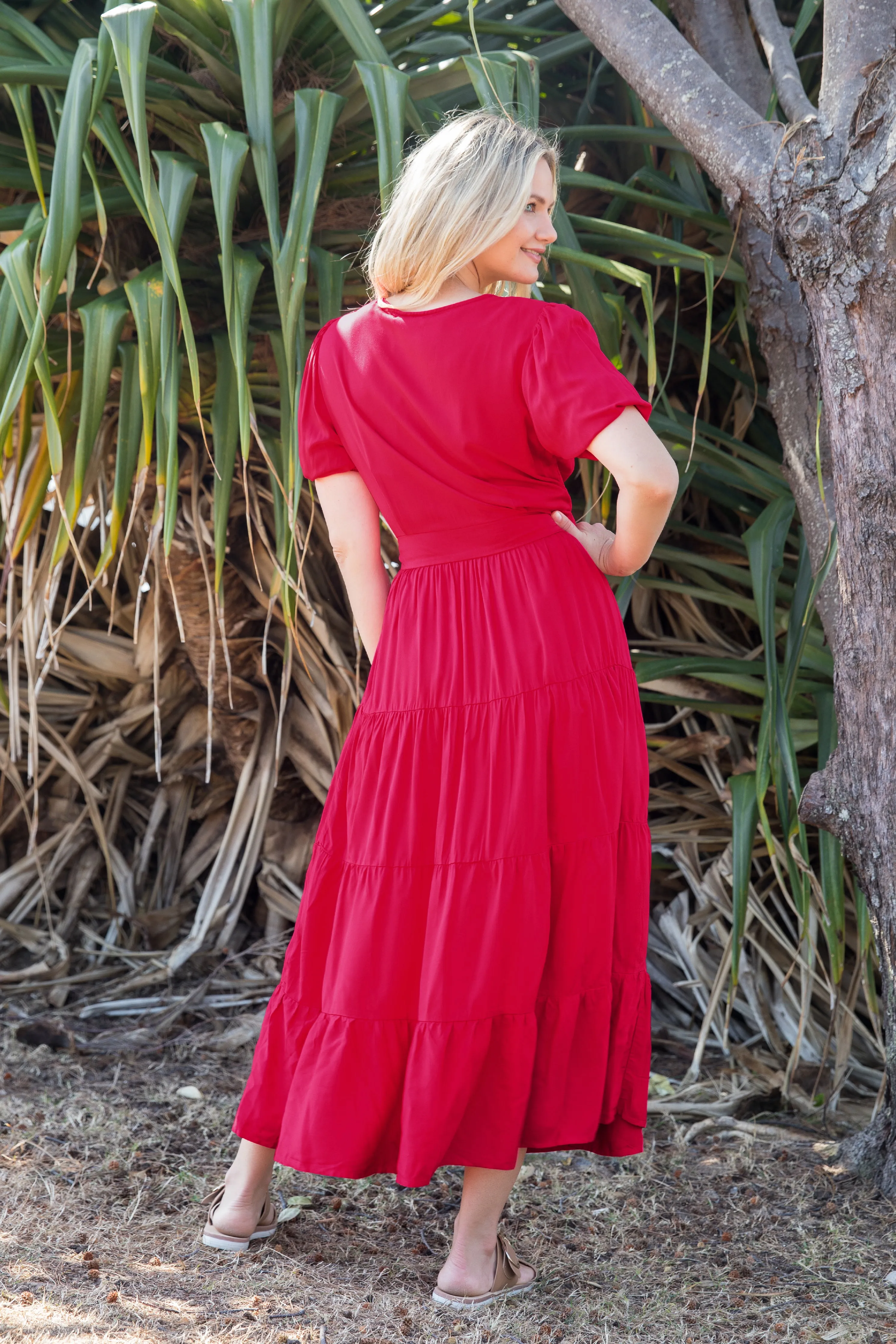 Ruffle Wrap Dress | Flame Red | FINAL SALE