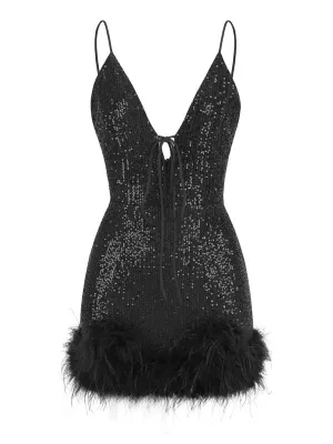 Serene Sequin Mini Dress in Black