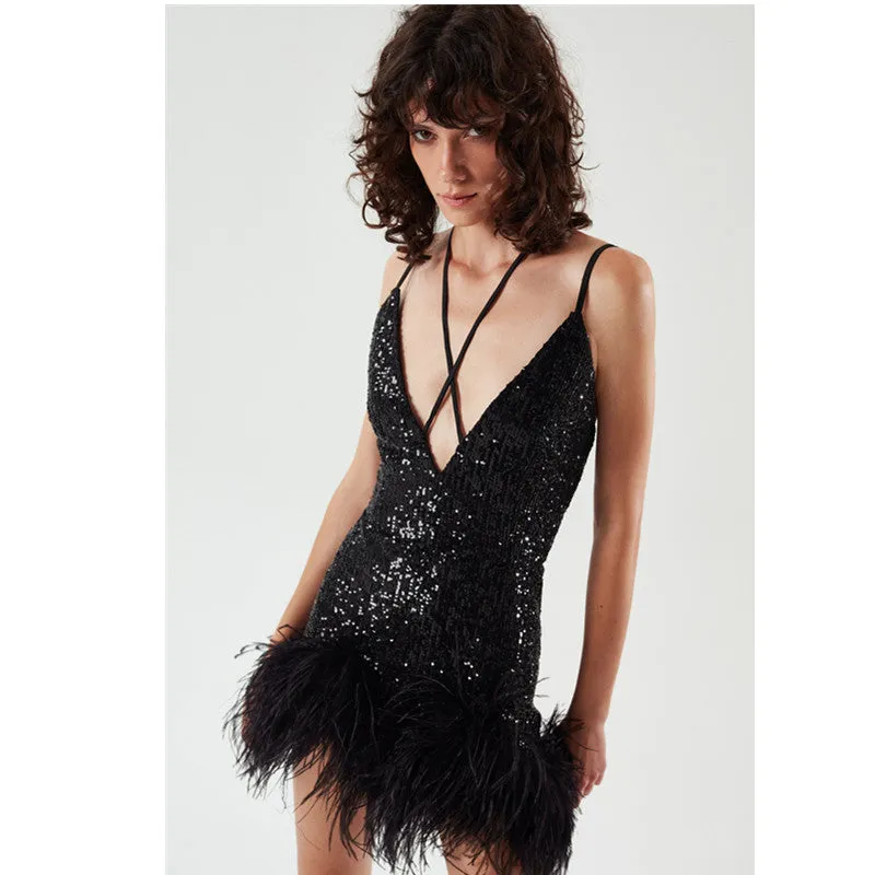 Serene Sequin Mini Dress in Black