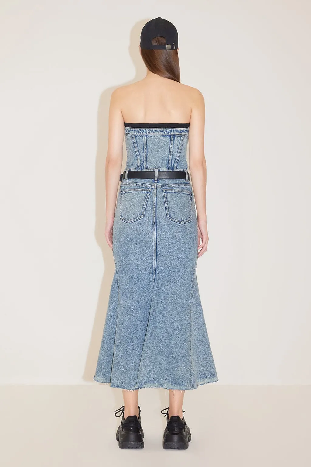 Sexy Strapless Denim Fishtail Dress