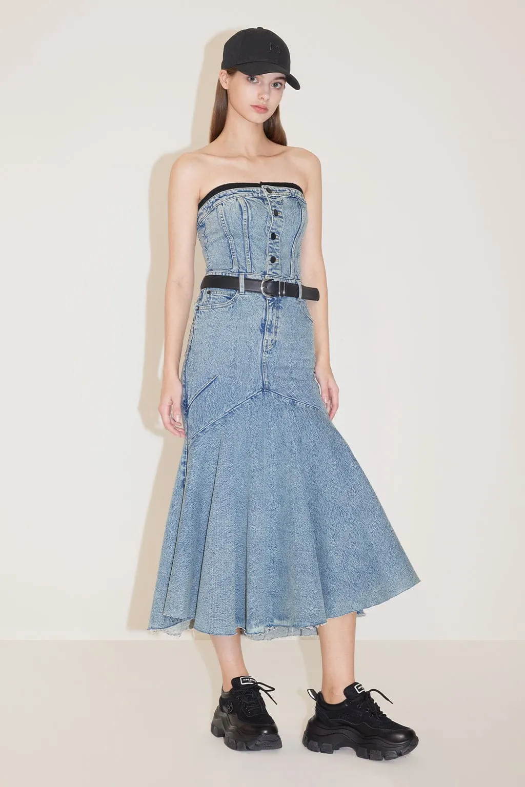 Sexy Strapless Denim Fishtail Dress