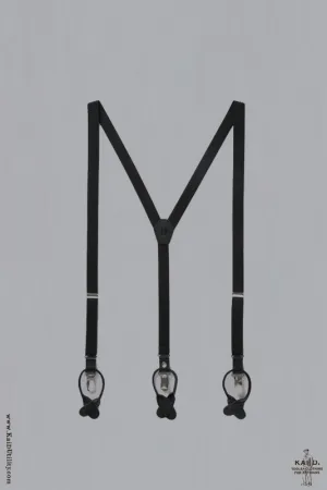 Skinny Elastic Suspenders - Black