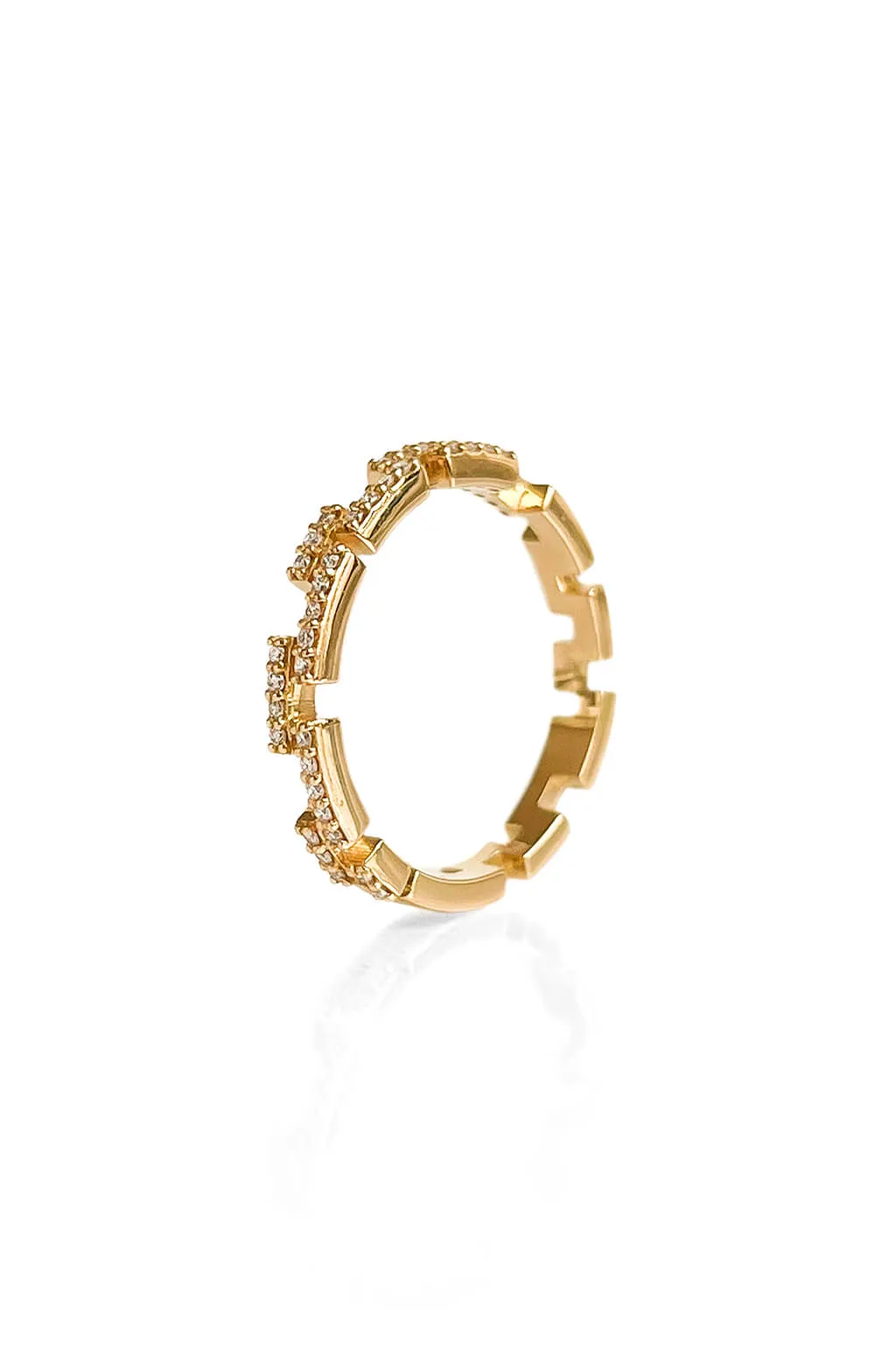 Small Brick diamonds gold ring