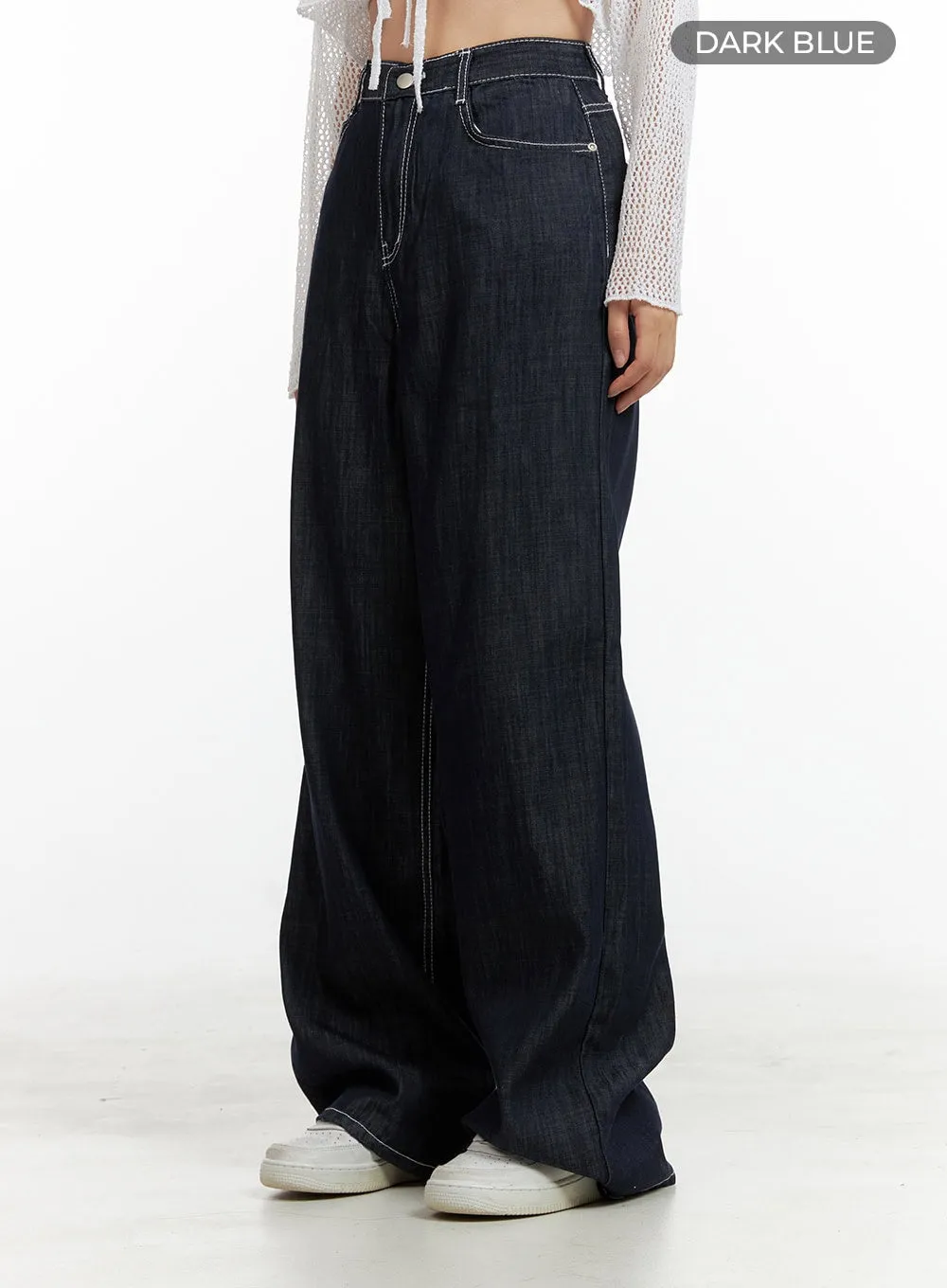 Stitched Wide-Leg Jeans OU407