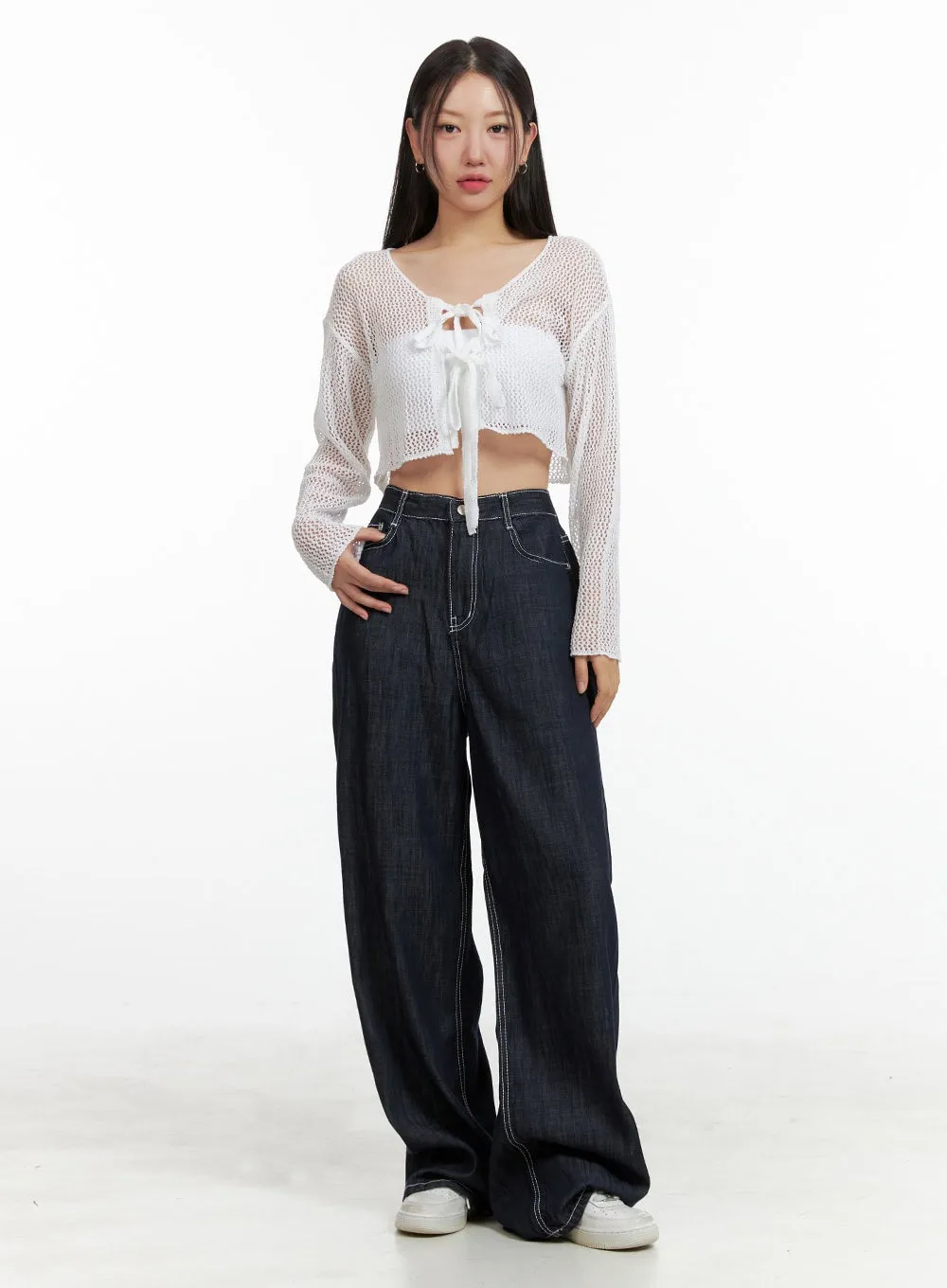 Stitched Wide-Leg Jeans OU407