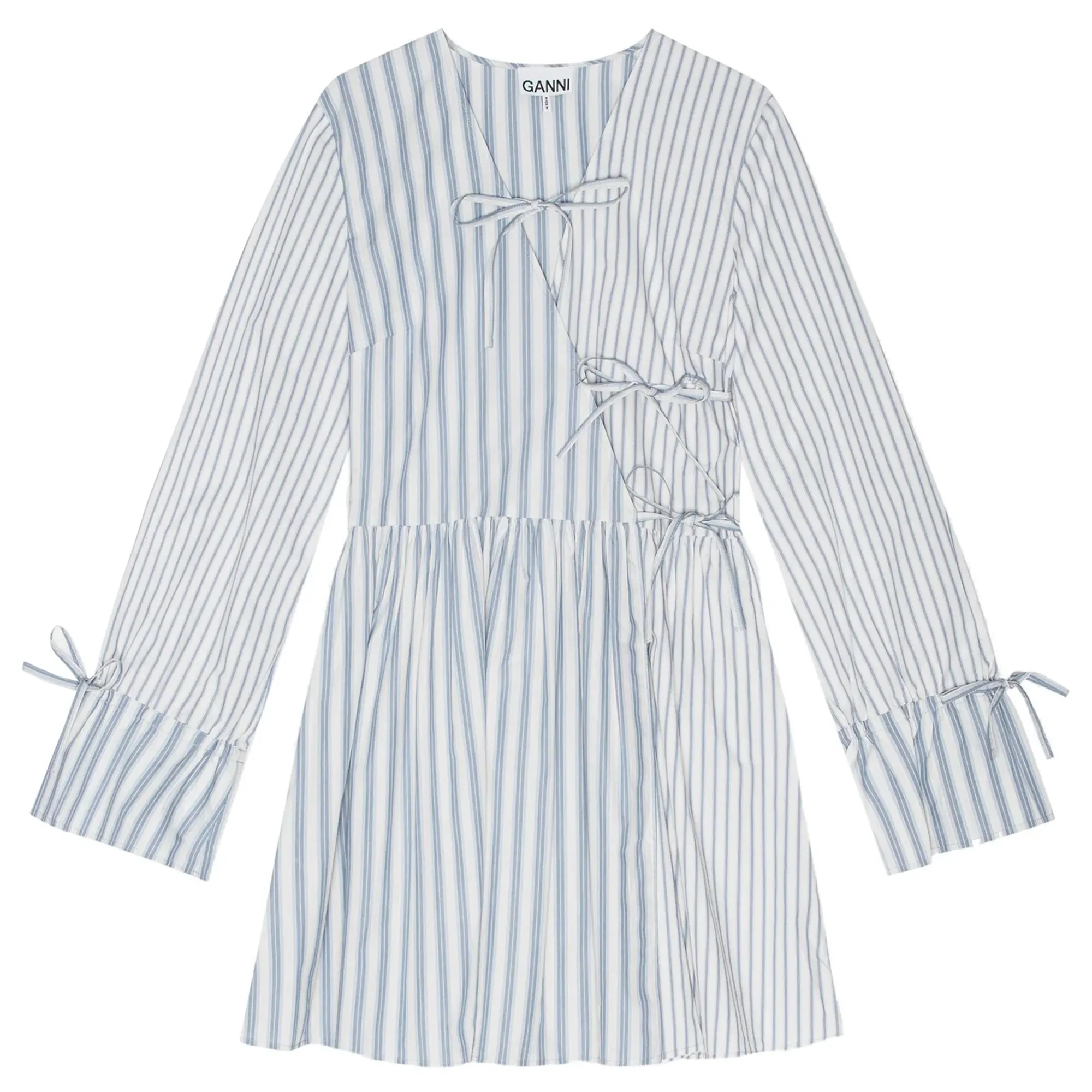 Stripe Cotton Mini Wrap Dress