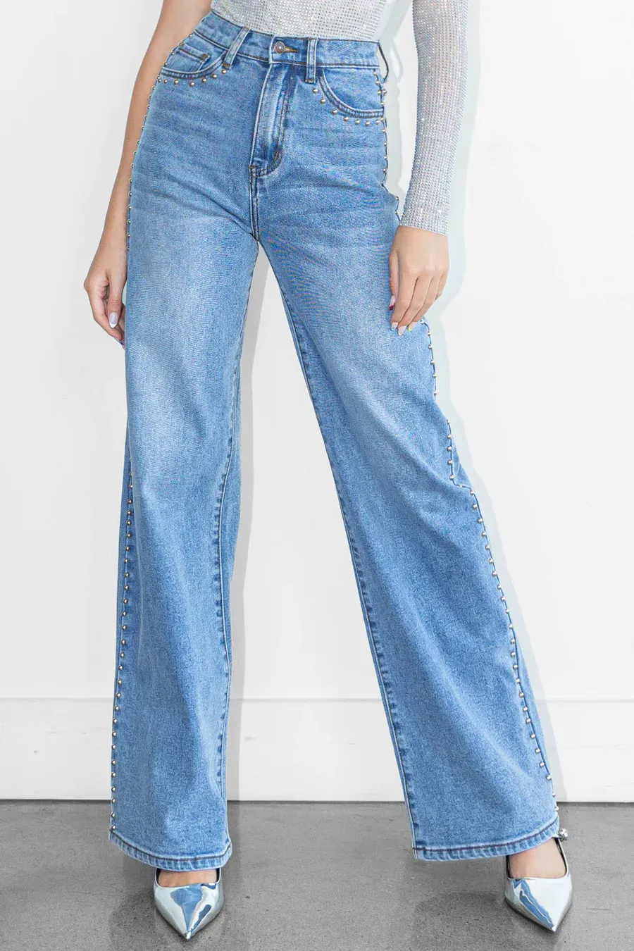 Stud Wide Leg Jeans