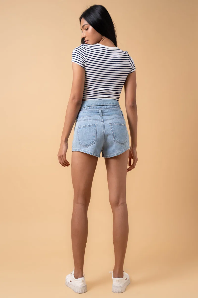 Super High Rise Self Belted Flap Waist Shorts