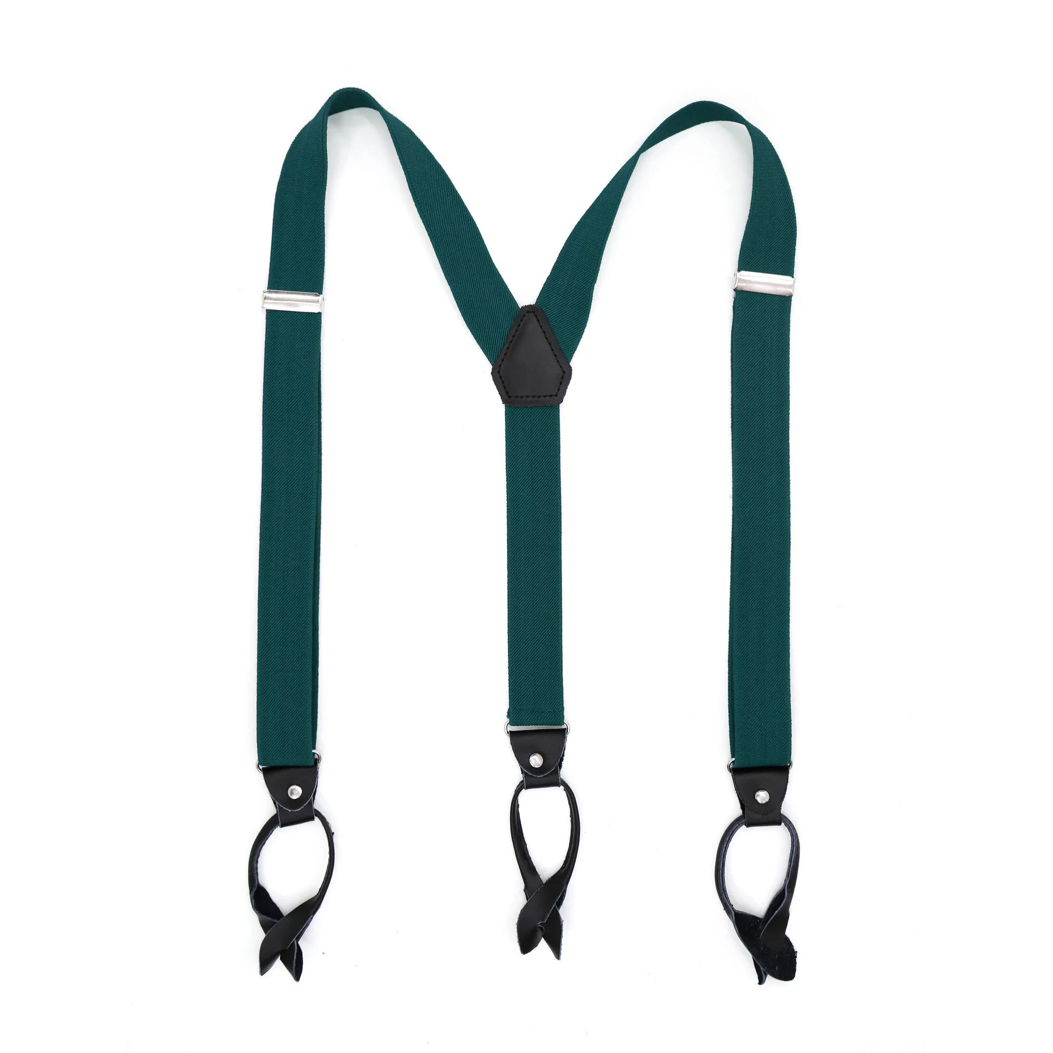 Teal Unisex Button End Suspenders