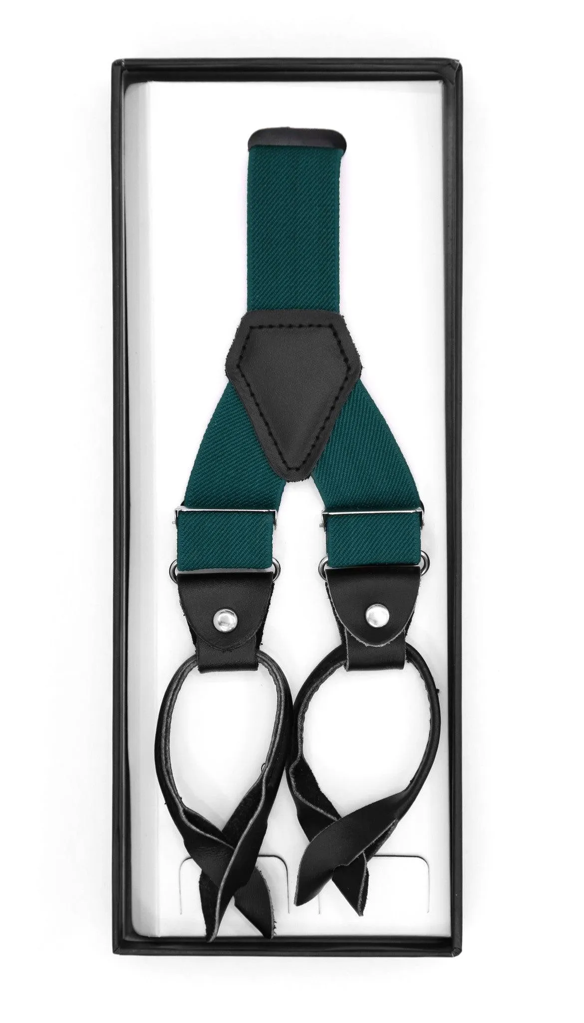 Teal Unisex Button End Suspenders