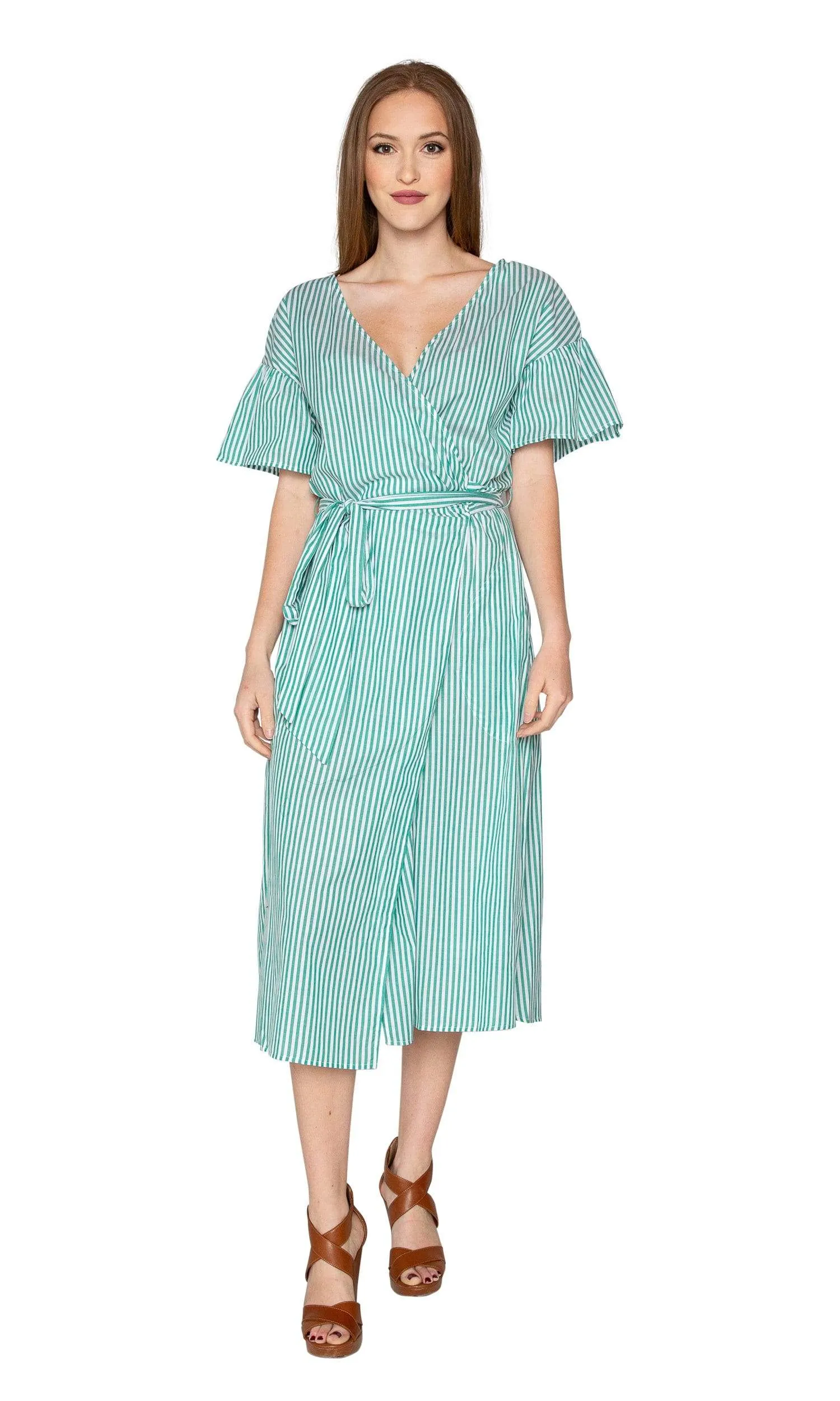 Velvet by Graham & Spencer Jayel Cotton Stripe Wrap Dress