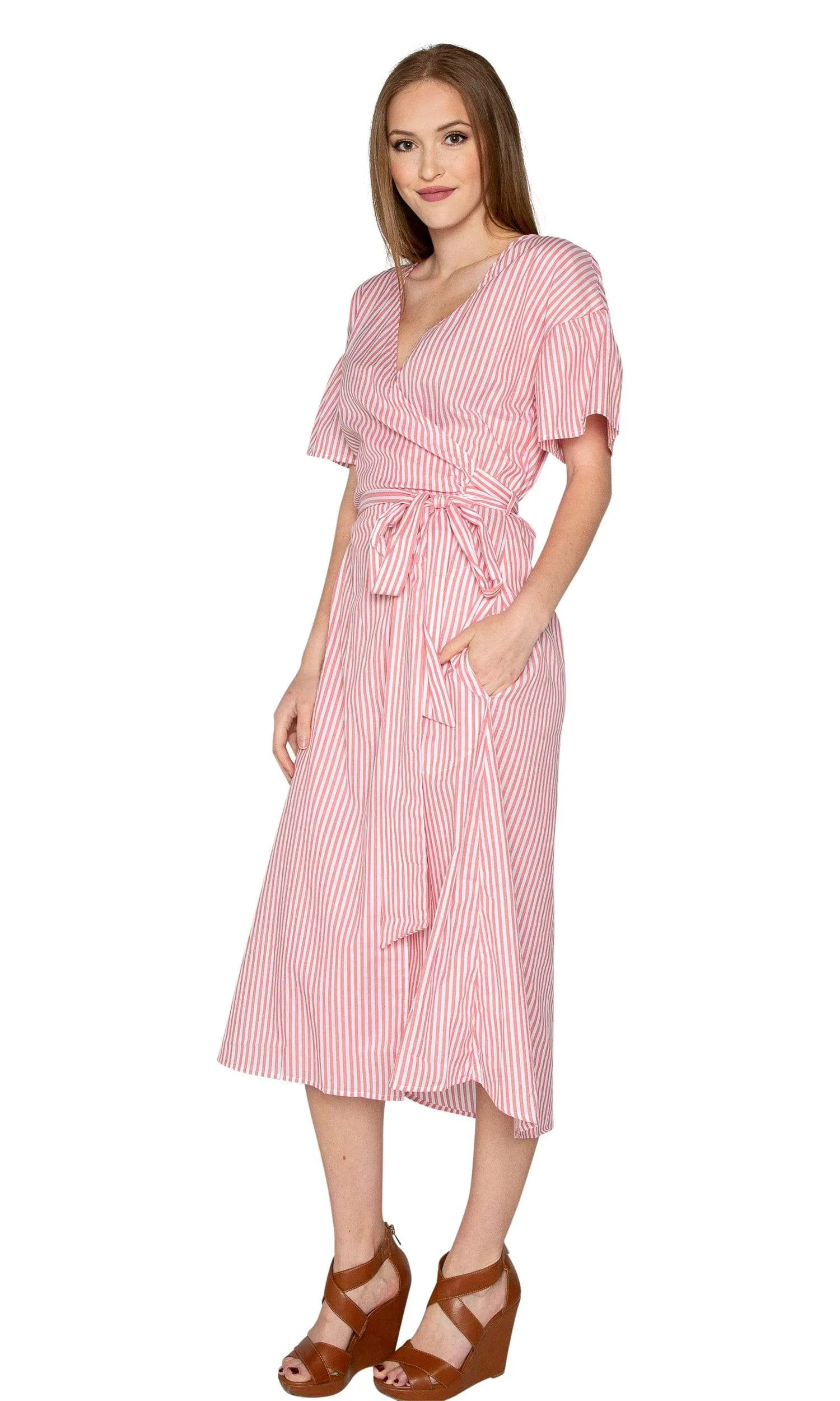 Velvet by Graham & Spencer Jayel Cotton Stripe Wrap Dress