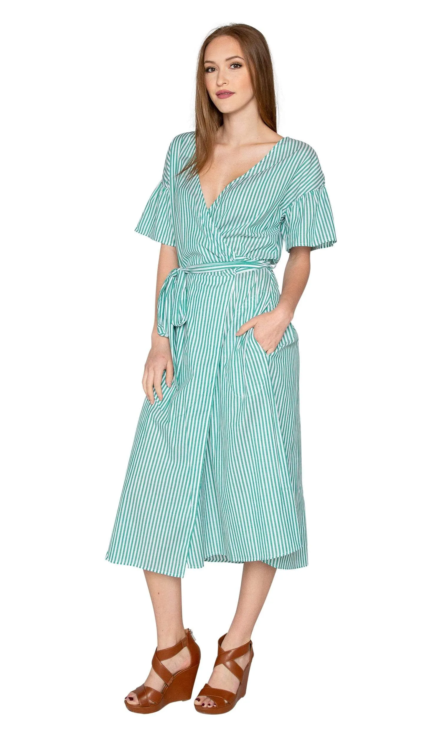 Velvet by Graham & Spencer Jayel Cotton Stripe Wrap Dress